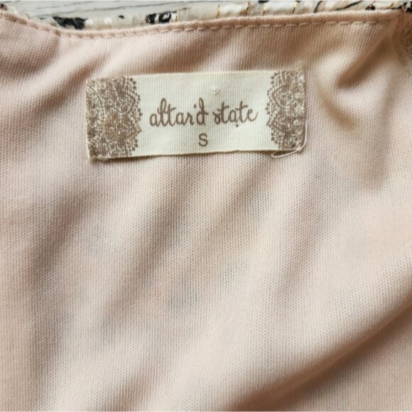 Altar'd State Dress Womens Small Floral Tan Cream Long Sleeves Bohemian - Picture 9 of 14